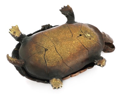 Lot 746 - A French bronze tortoise inkwell