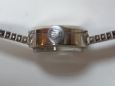 Lot 192 - A ladies' 9ct white gold Rolex 'Precision' mechanical bracelet watch, c.1960