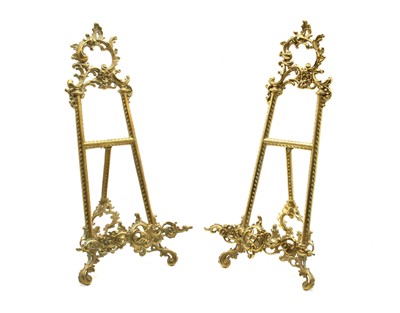 Lot 286 - A pair of Rococo style cast brass table top easels