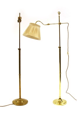 Lot 343 - A brass height adjustable reading lamp with extendable arm and another (2)