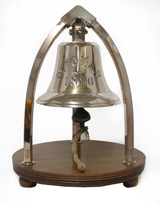 Lot 898 - A large brass ship's bell on stand