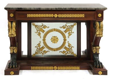 Lot 394 - A French Empire-style mahogany and gilt metal mounted console table