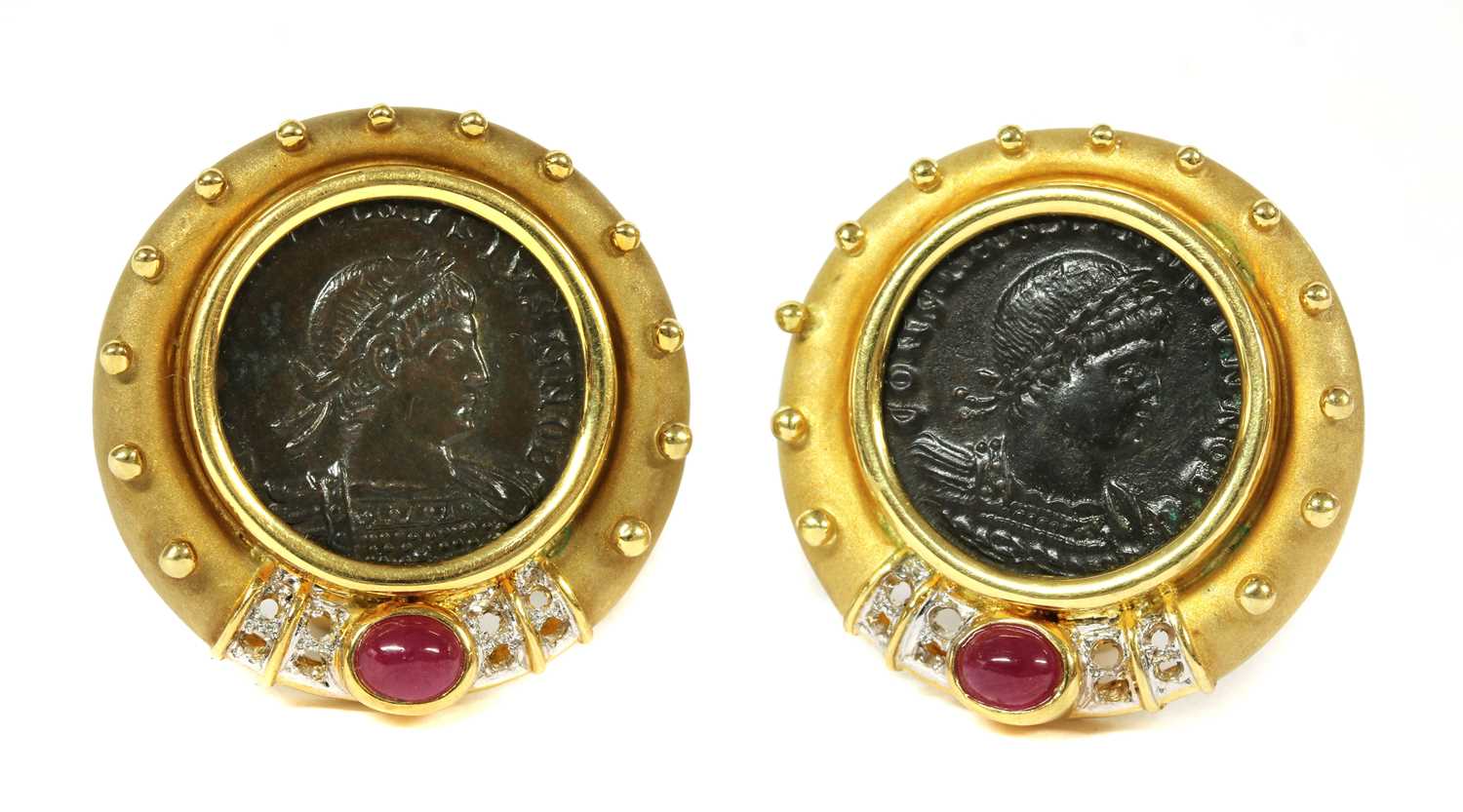 Lot 41 - A pair of gold-mounted Roman coin earrings