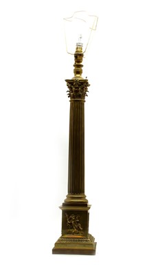 Lot 398A - A Napoleon III brass Corinthian column lamp