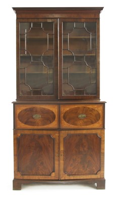 Lot 393 - A Sheraton Period mahogany and satinwood crossbanded secretaire bookcase