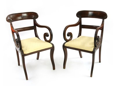 Lot 723 - A pair of William IV mahogany elbow chairs