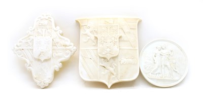 Lot 131A - Two Carrara marble armorial tablets