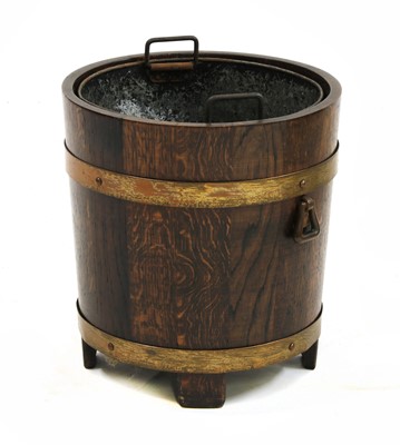 Lot 31 - An oak and copper coal bucket