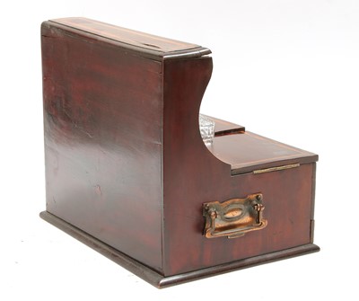 Lot 145 - A mahogany and inlaid tantalus-cum-cigar box