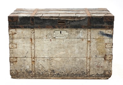 Lot 143 - A large pine and painted naval trunk