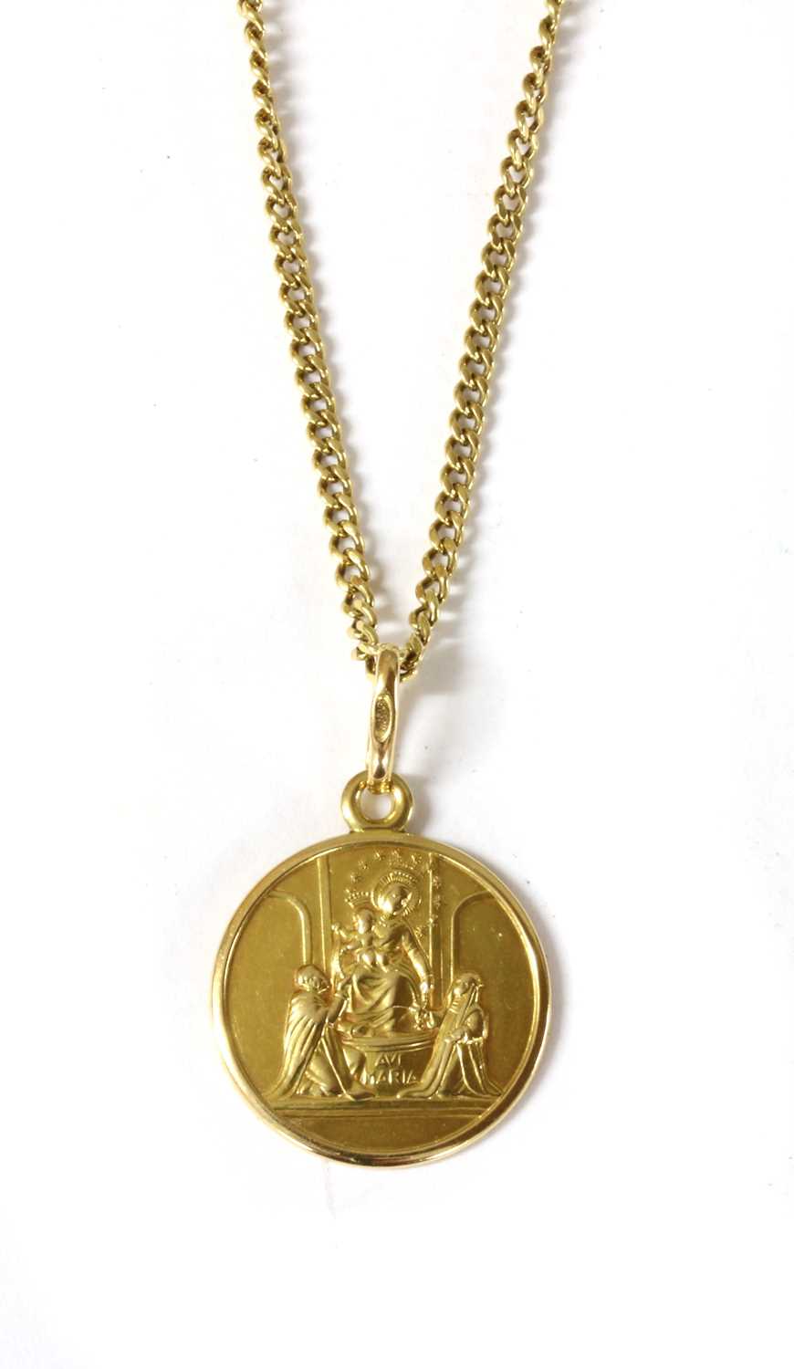 Lot 43 - An Italian 18ct gold Madonna and Child pendant, by UnoAErre
