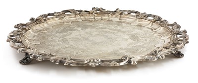 Lot 40 - A large silver-plated circular tray