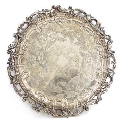 Lot 40 - A large silver-plated circular tray