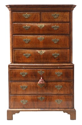 Lot 884 - A George I walnut chest on chest