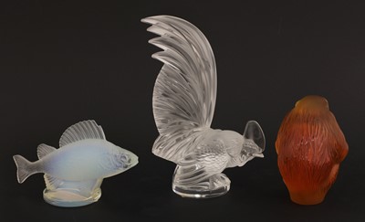Lot 295 - Two Lalique mascots 'Perche' and 'Coq Nain'