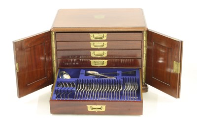 Lot 170 - An early 20th century mahogany cased canteen of silver plated cutlery