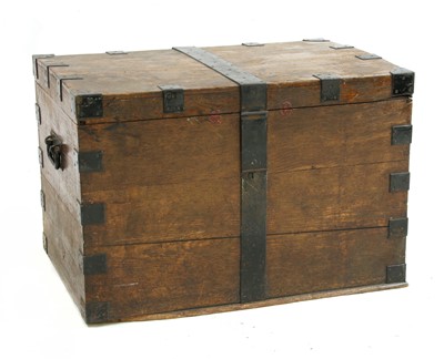 Lot 561 - A 19th century oak and wrought iron bound silver chest