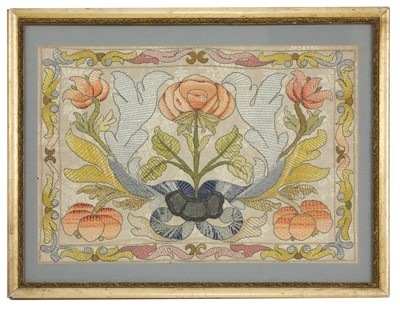 Lot 179 - An early Arts and Crafts silk needlework panel