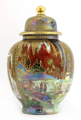 Lot 376 - A Winton Ware 'Fantasy' lustre vase and cover