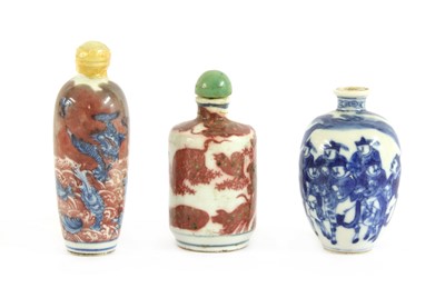 Lot 254 - Three Chinese porcelain snuff bottles
