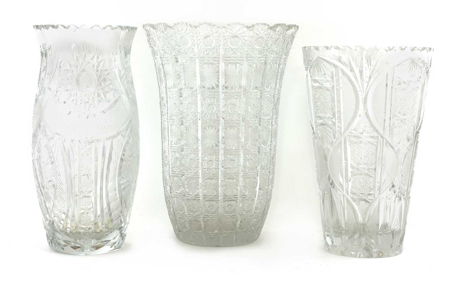 Lot 231 - Three French cut-glass vases