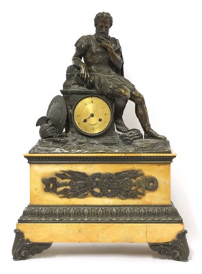 Lot 846 - A Charles X Sienna marble and bronze clock garniture
