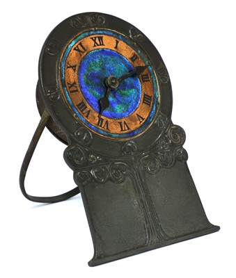 Lot 205 - A Liberty and Co. Tudric pewter and enamel easel clock