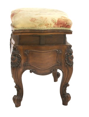 Lot 392 - A French walnut adjustable piano stool