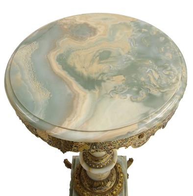 Lot 395 - A French onyx lamp table/jardinière stand