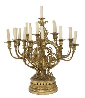 Lot 381 - A bronze seventeen-light candelabrum