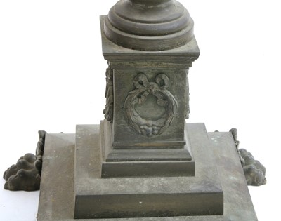 Lot 881 - A near pair of brass Corinthian column standard lamps