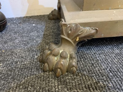 Lot 881 - A near pair of brass Corinthian column standard lamps