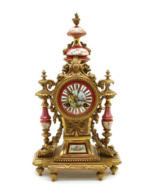 Lot 162 - A late 19th century French gilt spelter mantel clock