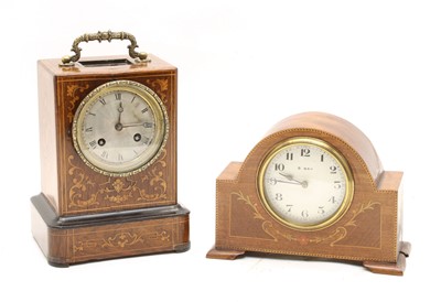 Lot 368 - Two Edwardian inlaid mahogany mantel clocks