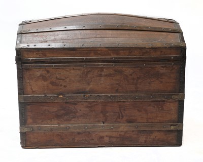 Lot 147 - A Victorian leather and slatted dome-topped box
