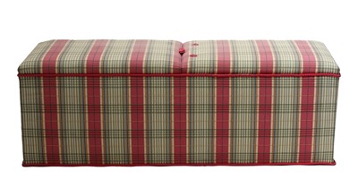 Lot 90 - A tartan upholstered blanket and storage box