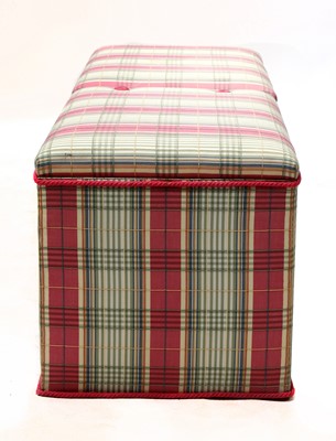 Lot 90 - A tartan upholstered blanket and storage box