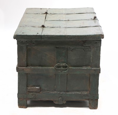 Lot 128 - A green painted iron bound chest