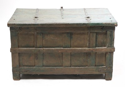 Lot 128 - A green painted iron bound chest
