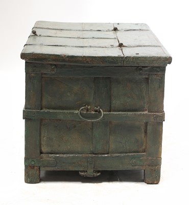 Lot 128 - A green painted iron bound chest