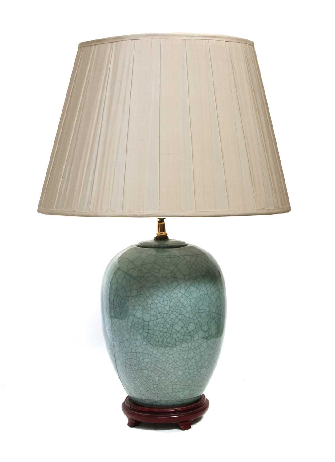 Lot 145 - A Chinese crackle glazed celadon table lamp