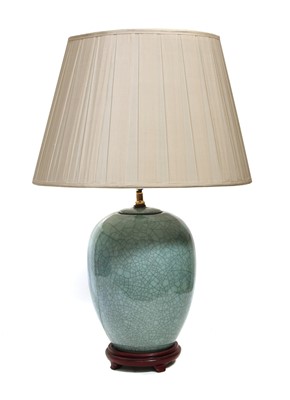 Lot 145D - A Chinese crackle glazed celadon table lamp