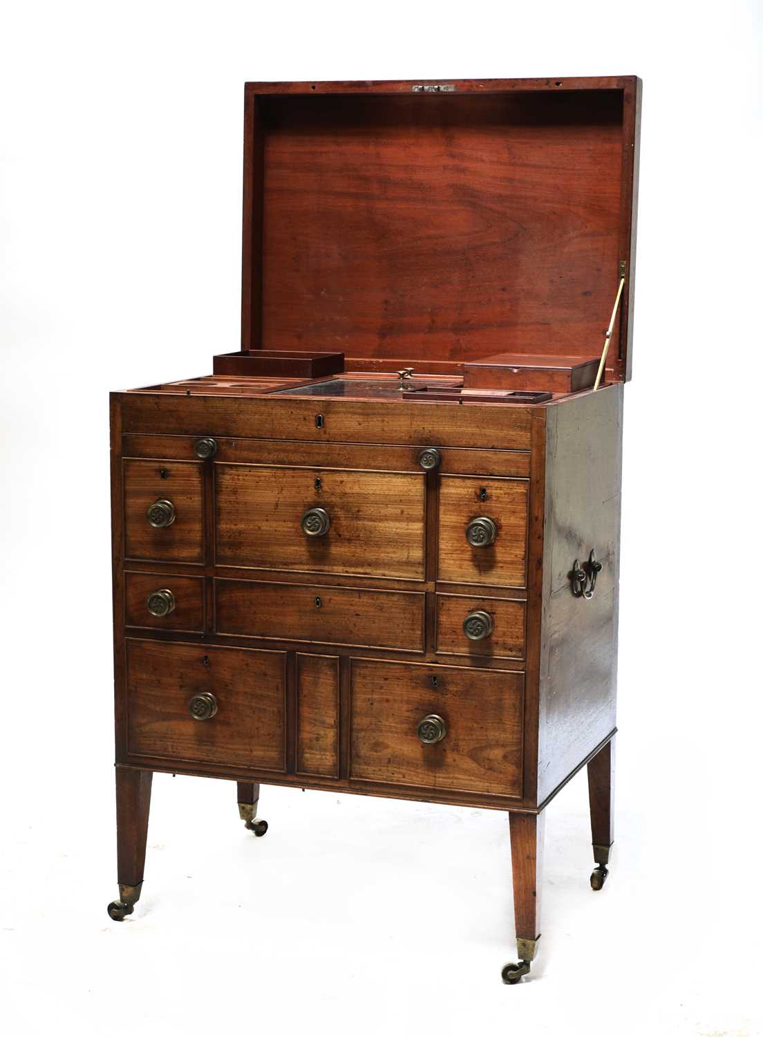 Lot 50 - A mahogany campaign-type dressing chest