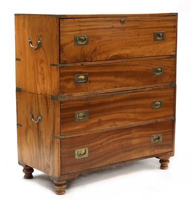 Lot 307 - An Anglo-Indian camphorwood campaign secretaire chest, †