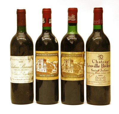 Lot 180 - Assorted Bordeaux: Chateau Ducru Beaucaillou, 1972 and 1989, one bottle each, plus two other bottles