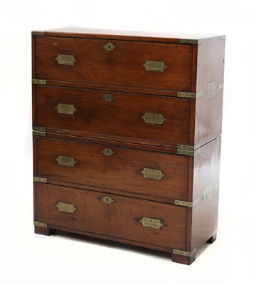 Lot 814 - A hardwood campaign chest