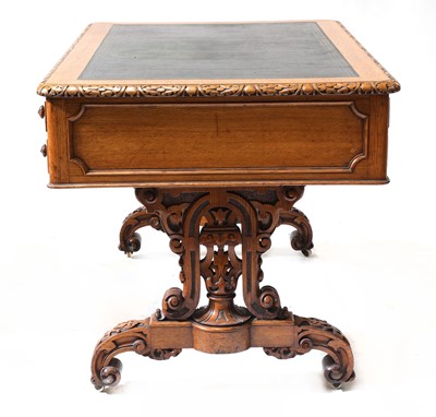 Lot 66 - A Victorian Gothic oak library table