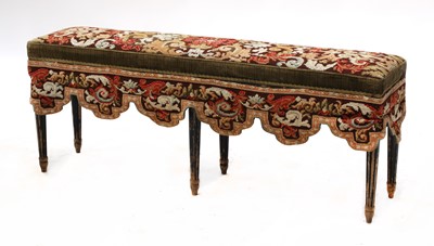 Lot 105 - A Victorian ebonised and needlework upholstered stool