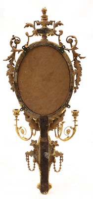 Lot 87 - A large giltwood and gesso four-light girandole wall mirror