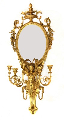 Lot 87 - A large giltwood and gesso four-light girandole wall mirror